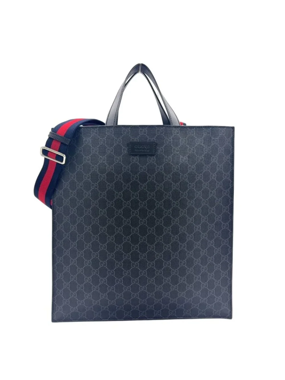 Gucci GG Supreme Leather Black Tote Silver